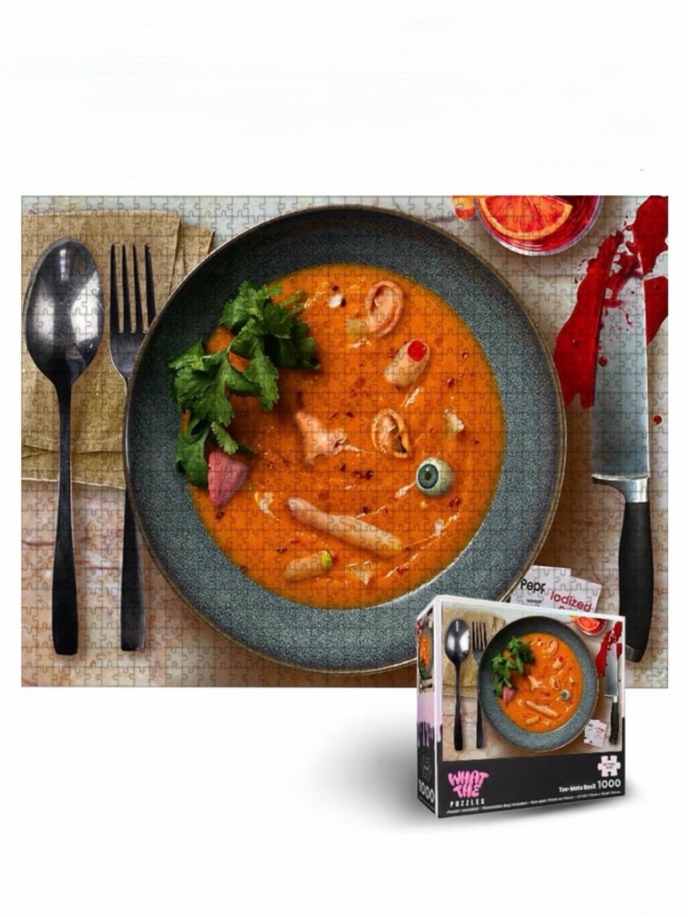 WTF Puzzles 1000-Piece Novelty Puzzle: Toe-mato Basil Soup NIB